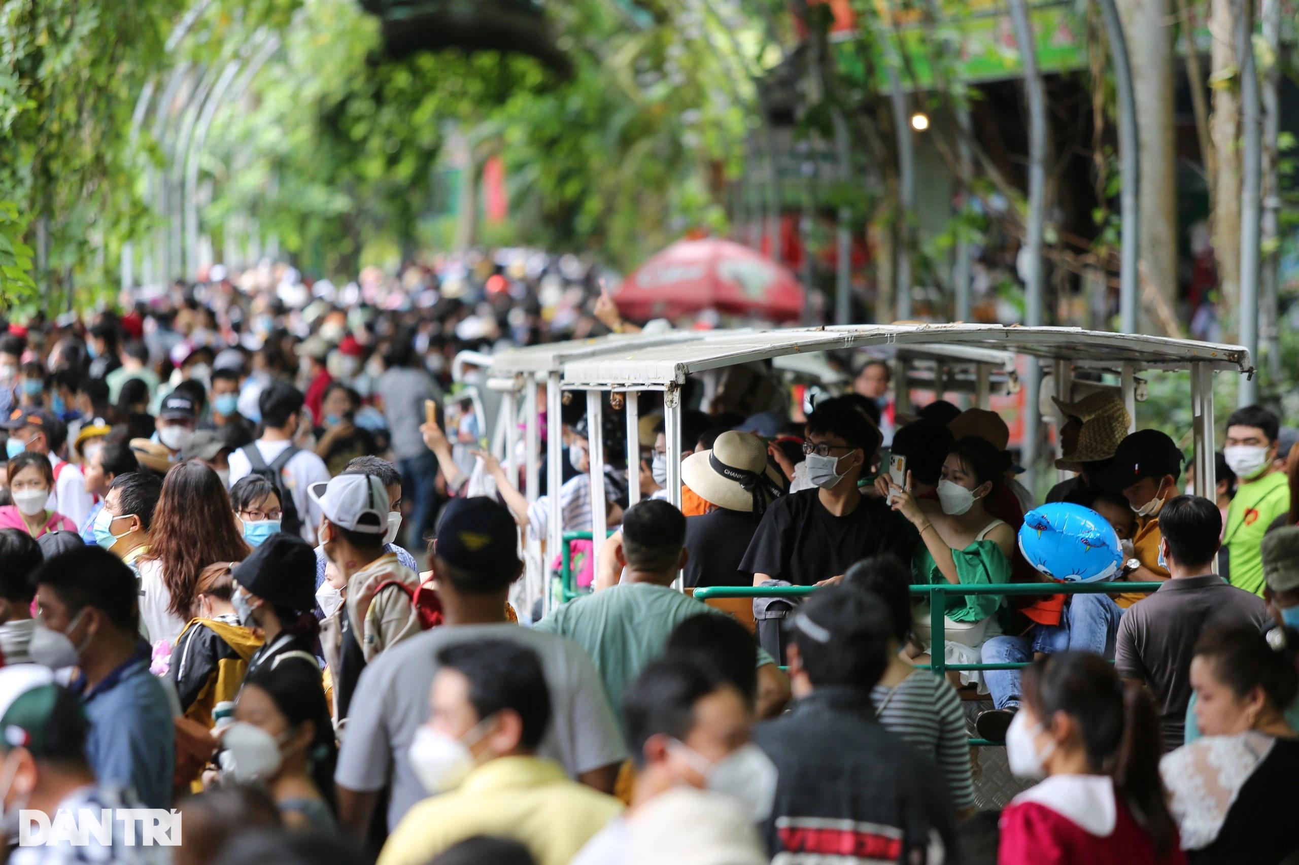Hàng nghìn du khách dầm mưa vui chơi dịp lễ tại Thảo Cầm Viên TPHCM - 4