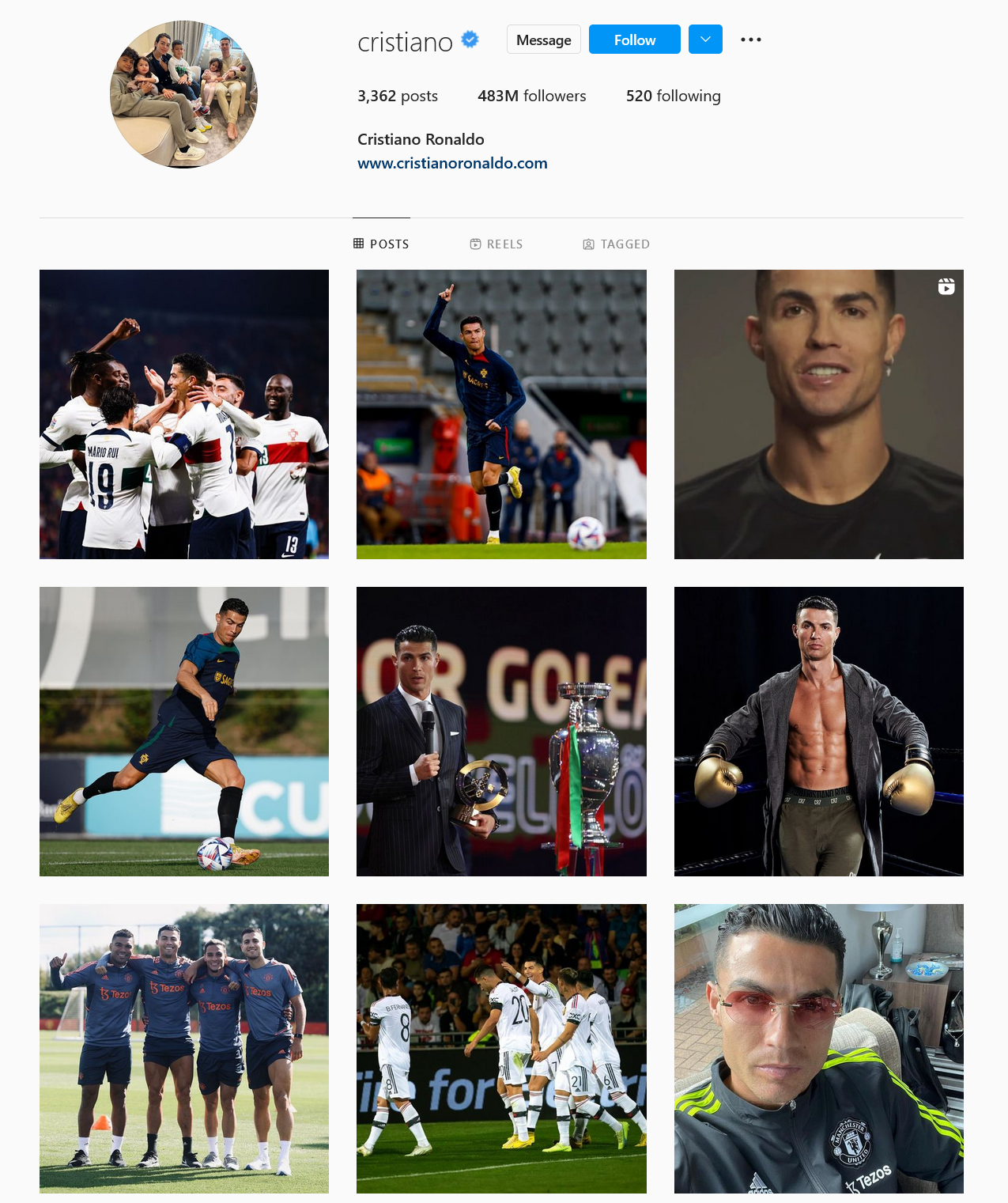 Là người sở hữu tài khoản Instagram lượng theo dõi lớn nhất hiện nay, Ronaldo đã kiếm được số tiền không hề nhỏ từ mạng xã hội này (Ảnh chụp màn hình).