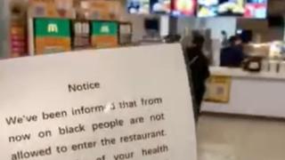 Notice in McDonald's restaurant saying