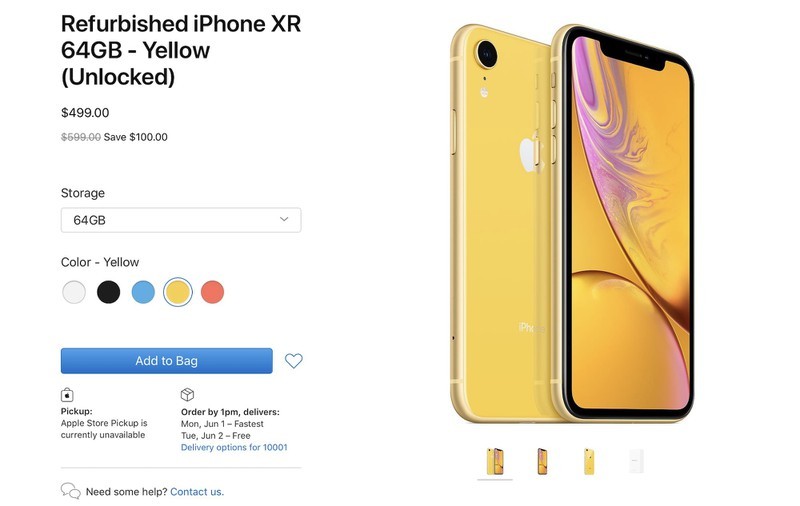 Apple bắt đầu bán iPhone XR tân trang giá 499 USD