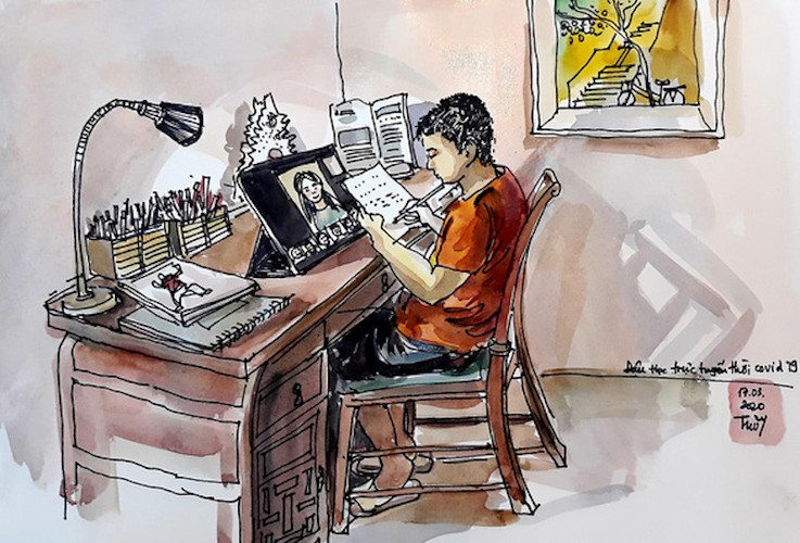 unique hanoi through covid-19 sketch paintings hinh 6