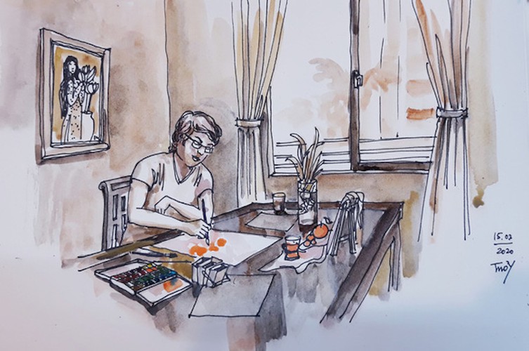 unique hanoi through covid-19 sketch paintings hinh 7