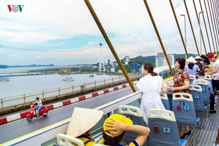foreigners enjoy scenic views onboard double decker buses in ha long hinh 10