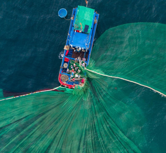 dramatic images of fishing nets captured from above in phu yen hinh 6