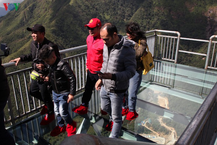 visitors flock to rong may glass bridge in lai chau hinh 10