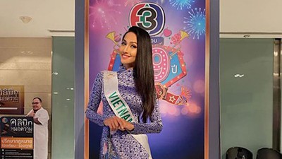 Hoai Sa dresses in Ao Dai for activities at Miss International Queen 2020