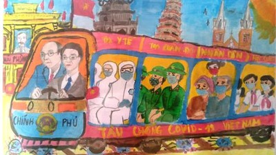“Vietnamese train pushes back COVID-19” wins prize in child’s painting contest