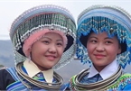 Colourful headdresses of ethnic girls in mountainous region