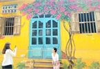 A close-up of largest mural paintings in Hanoi