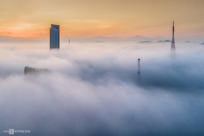 A view of Hue’s stunning architecture amid foggy conditions