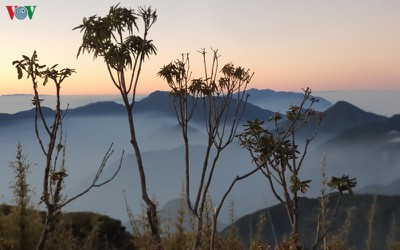 Viewing a spectacular sunset from Ky Quan San mountain