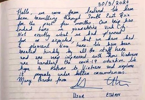 irish tourists pen heartfelt message following quarantine period hinh 1