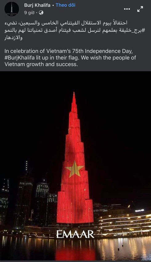 world’s tallest tower features vietnamese flag to mark national day hinh 0