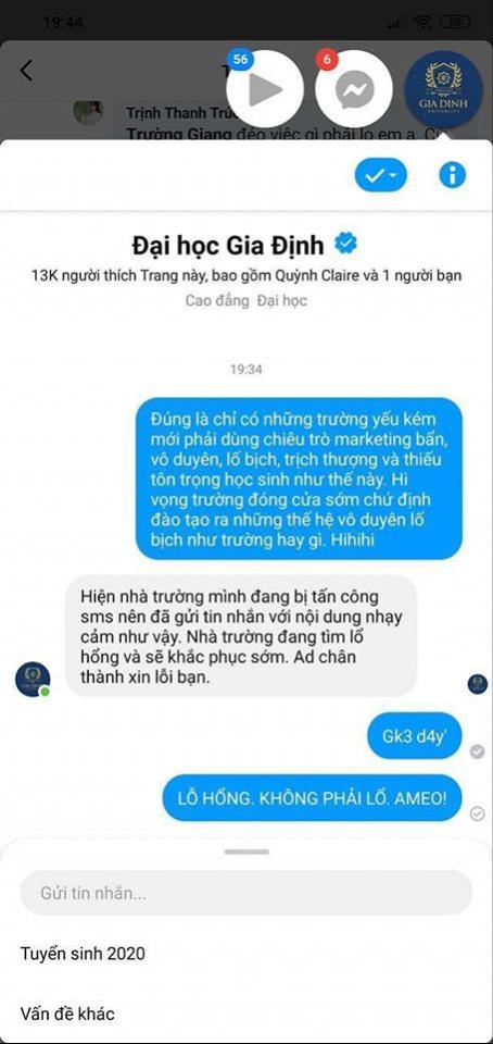 Hàng loạt thí sinh đến thẳng fanpage của trường để lại ý kiến
