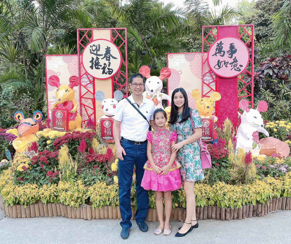 Gia đình chị Mùi du xuân ở Singapore (ảnh do nhân vật cung cấp)