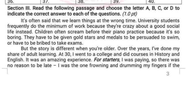 Section 3 trùng với nội dung ôn tập