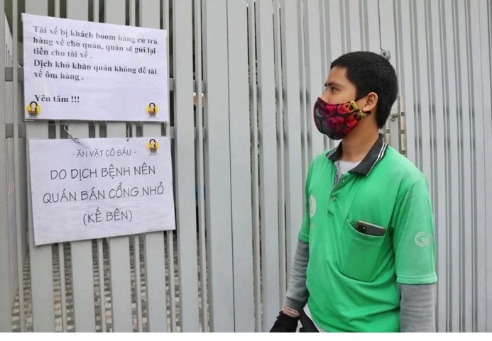 “Tài xế bị khách bom hàng cứ trả hàng về cho quán, quán sẽ gửi lại tiền cho tài xế. Dịch khó khăn quán không để tài xế ôm hàng. Yên tâm!!!”. Ảnh: Internet