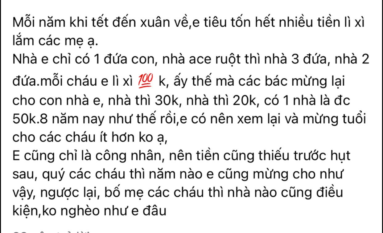 Câu chuyện lì xì không mới nhưng năm nào cũng có những băn khoăn