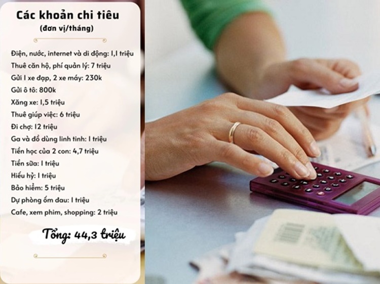 Bảng chi tiêu cụ thể của nhà chị Trâm.