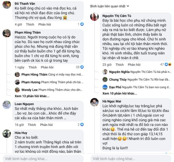 Đa số lời bình của cộng đồng đều chĩa về vợ chồng vua cá Koi và vợ trẻ