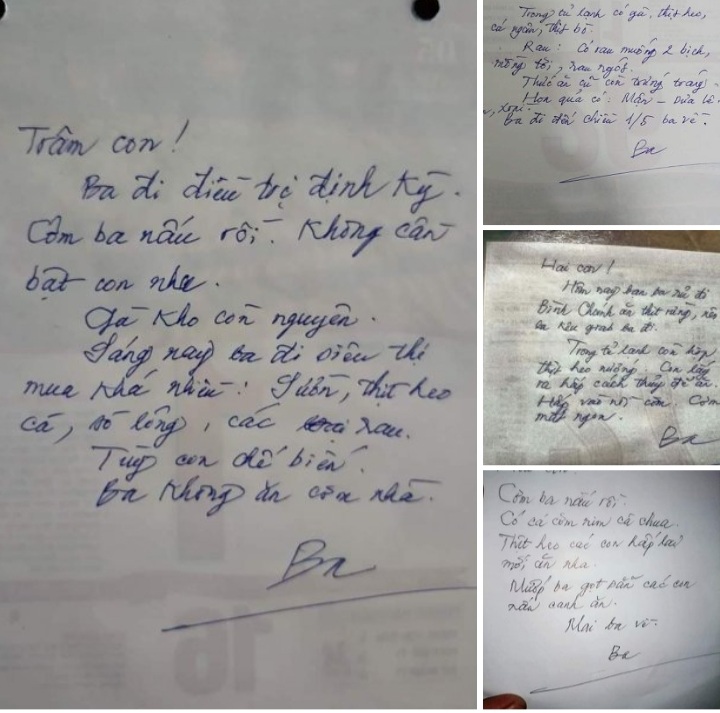 Những lá thư tay dặn dò của ba chồng chị Trâm Trần khiến nhiều người cảm động (Nguồn nhóm Cháo hành miễn phí)
