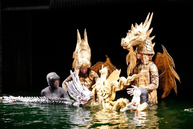 Water puppeteers find dry land on stage