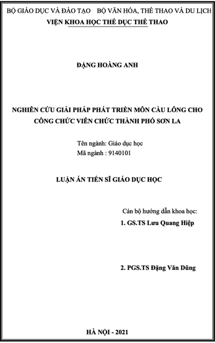 Luận án tiến sĩ phát triển cầu lông cho công chức thành phố Sơn La gây xôn xao - 1