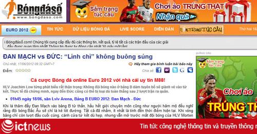 Tràn ngập quảng cáo web cá độ online