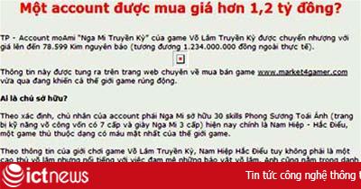 Không có vụ 'tài khoản game được mua bằng tiền tỷ'