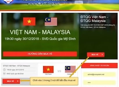 Mua vé xem trận chung kết AFF Suzuki Cup 2018 qua mạng như thế nào?