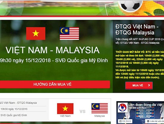VFF: Trên 39 triệu lượt truy cập website bán vé chung kết lượt về giữa Việt Nam vs Malaysia