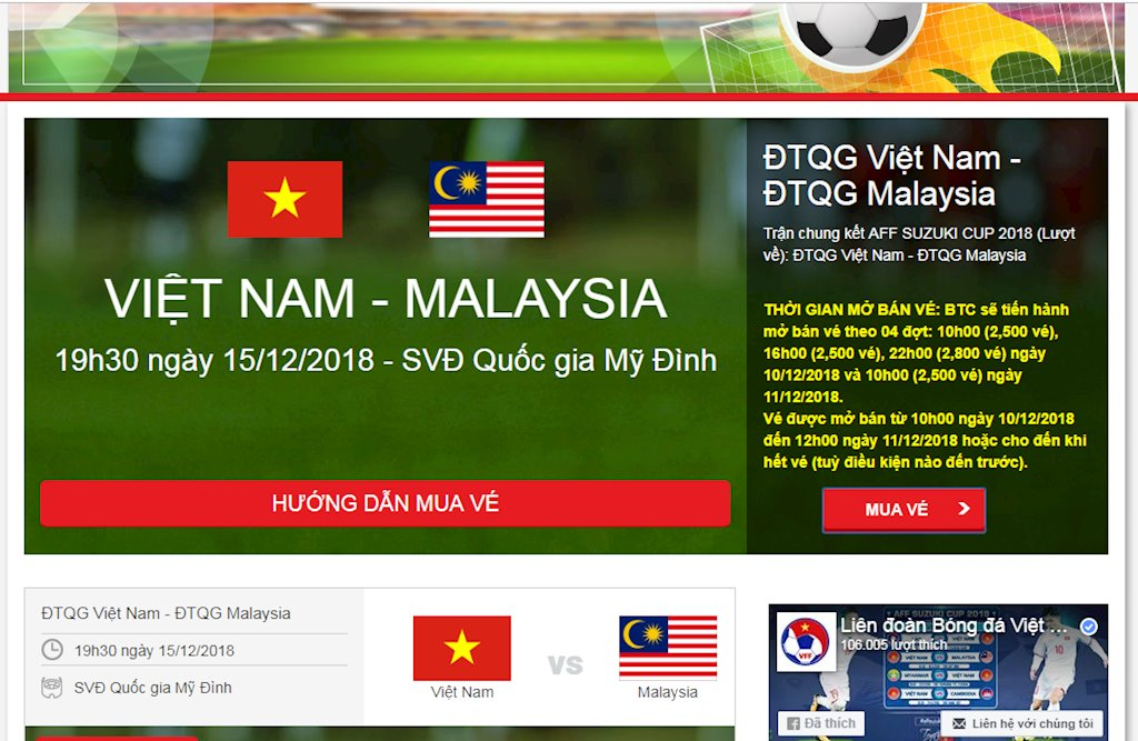 Mở bán vé trận chung kết lượt về AFF Cup 2018 đợt cuối cùng: Lại điệp khúc nghẽn mạng ngay từ giây đầu tiên