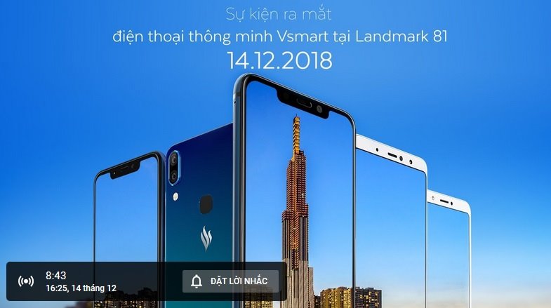 Link trực tiếp sự kiện điện thoại Vsmart ra mắt trên YouTube
