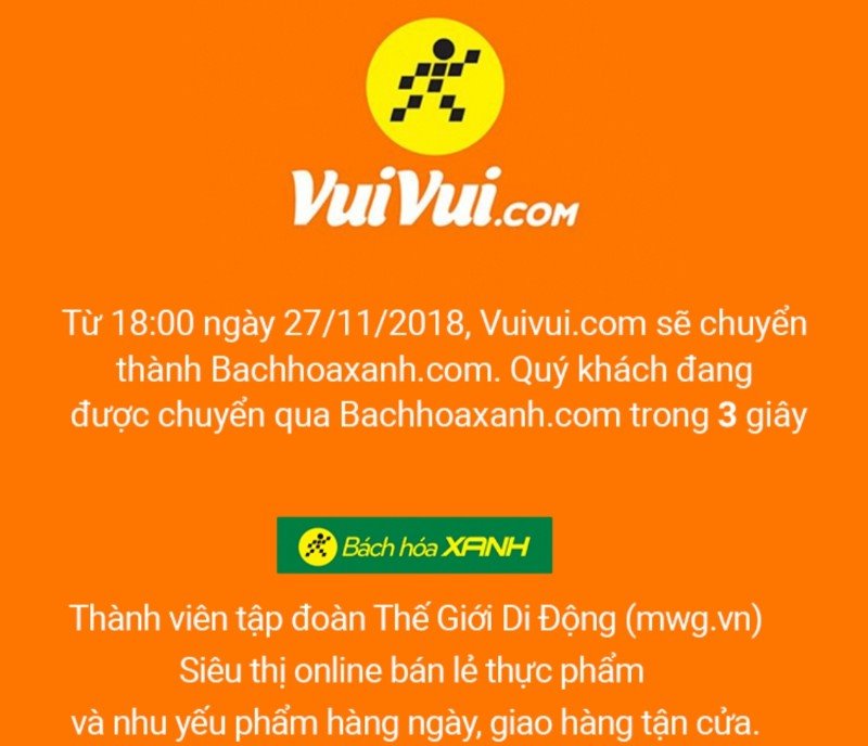 Vuivui.com của Thế Giới Di Động đóng cửa, chuyển thành Bách hoá Xanh