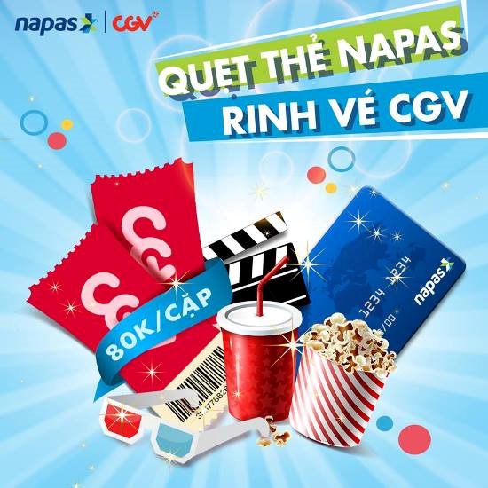 Mua 2 vé xem phim 2D chỉ với 80.000đ tại CGV bằng thẻ NAPAS