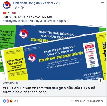 VFF “khoe” bán được 15.000 vé online trận giao hữu Việt Nam vs Triều Tiên, fan buông lời cay đắng