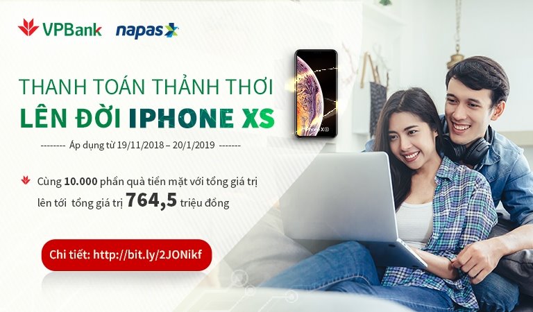 Nạp tiền điện tử trên VPBank online trúng Iphone XS