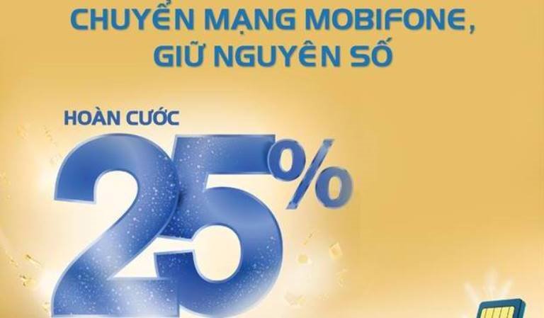 Thuê bao chuyển mạng sang MobiFone sẽ được tặng 25% cước tiêu dùng