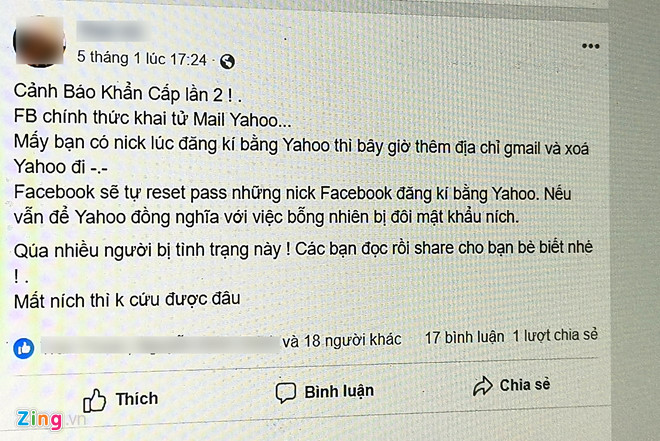 Rộ tin Facebook xóa tài khoản cá nhân dùng mail Yahoo