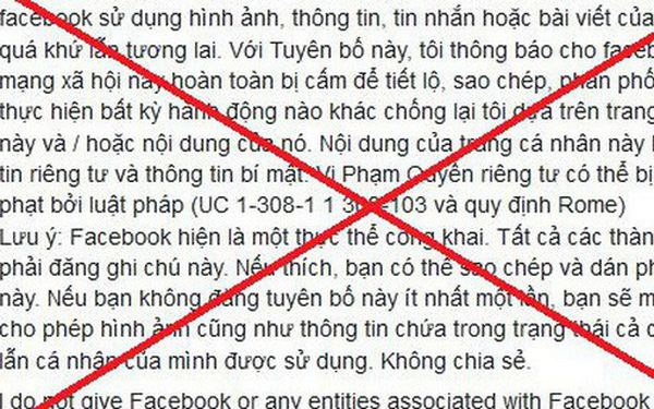 Nhẹ dạ cả tin, người dùng Facebook Việt lại sập bẫy trò lừa bắt đăng tải lại status để bảo vệ thông tin cá nhân