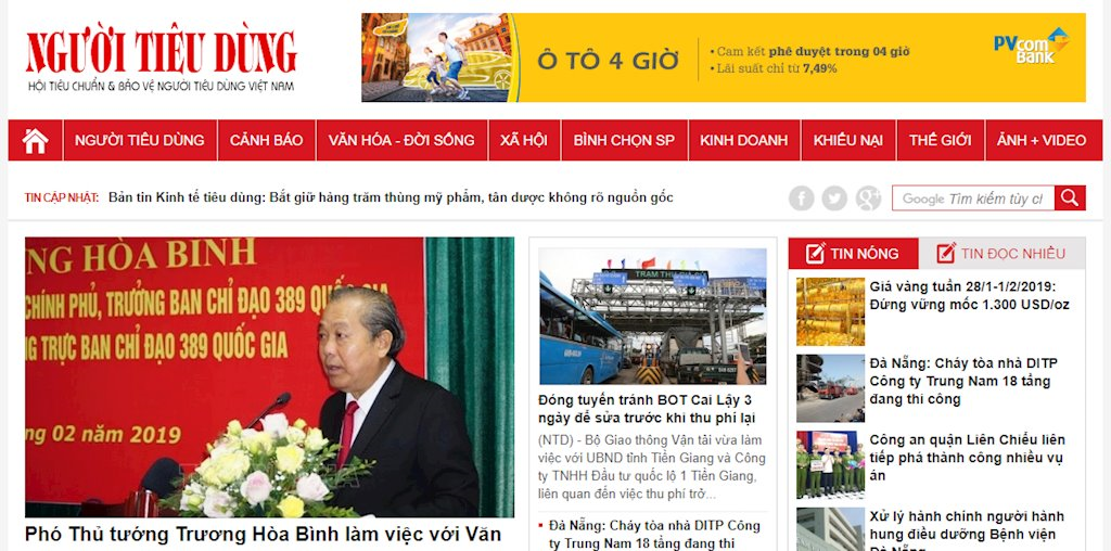 Báo điện tử Người tiêu dùng bị xử phạt 65 triệu đồng, đình bản 3 tháng