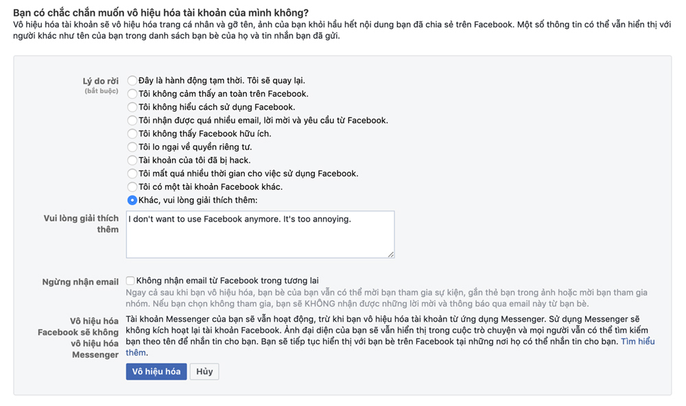 Cách vô hiệu hóa tài khoản Facebook nhưng vẫn giữ lại Messenger