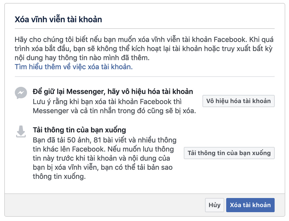 Cách vô hiệu hóa tài khoản Facebook nhưng vẫn giữ lại Messenger