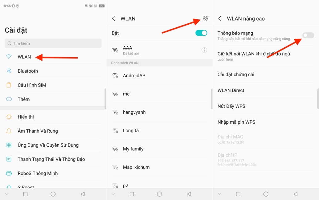 Tắt thông báo kết nối mạng Wi-Fi công cộng phiền phức trên Android