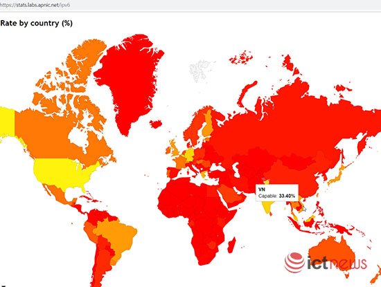 Việt Nam xếp thứ 13 thế giới về chuyển đổi mạng Internet sang IPv6