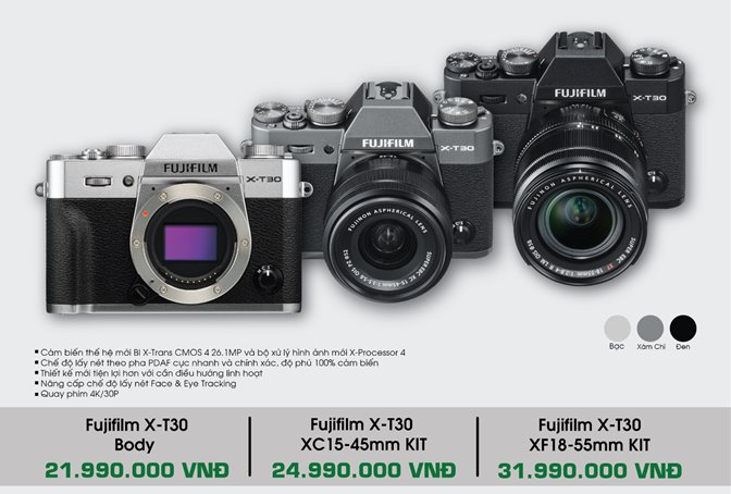 Fujifilm giảm nửa giá hai ống kính XF23mm và XF50mm khi mua X-T30