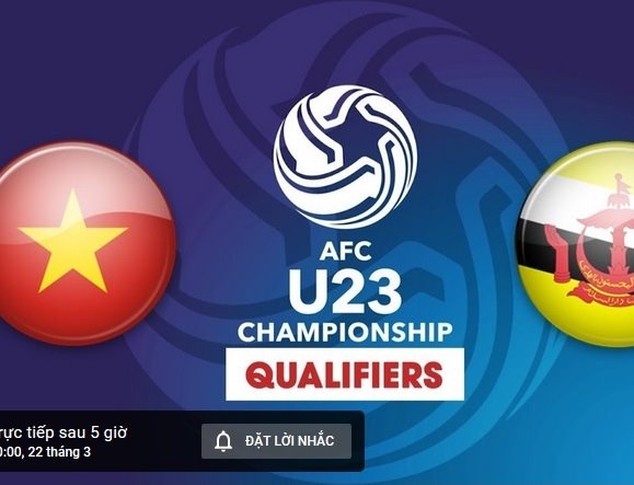Xem bóng đá trực tiếp hôm nay: U23 Việt Nam vs U23 Brunei trên YouTube