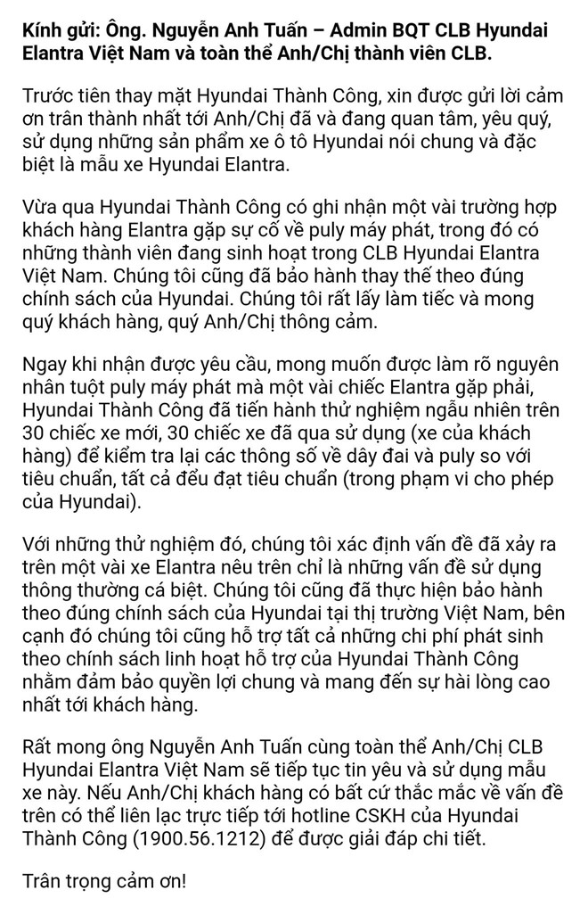 Hyundai Thanh Cong noi gi ve su co tuot puly may phat tren Elantra? hinh anh 2 