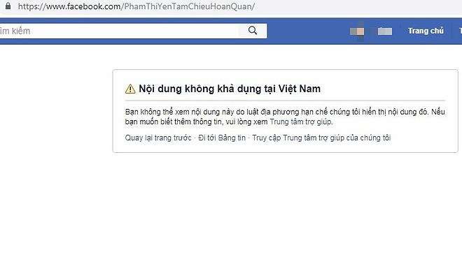 Facebook khóa tài khoản của bà Phạm Thị Yến chùa Ba Vàng