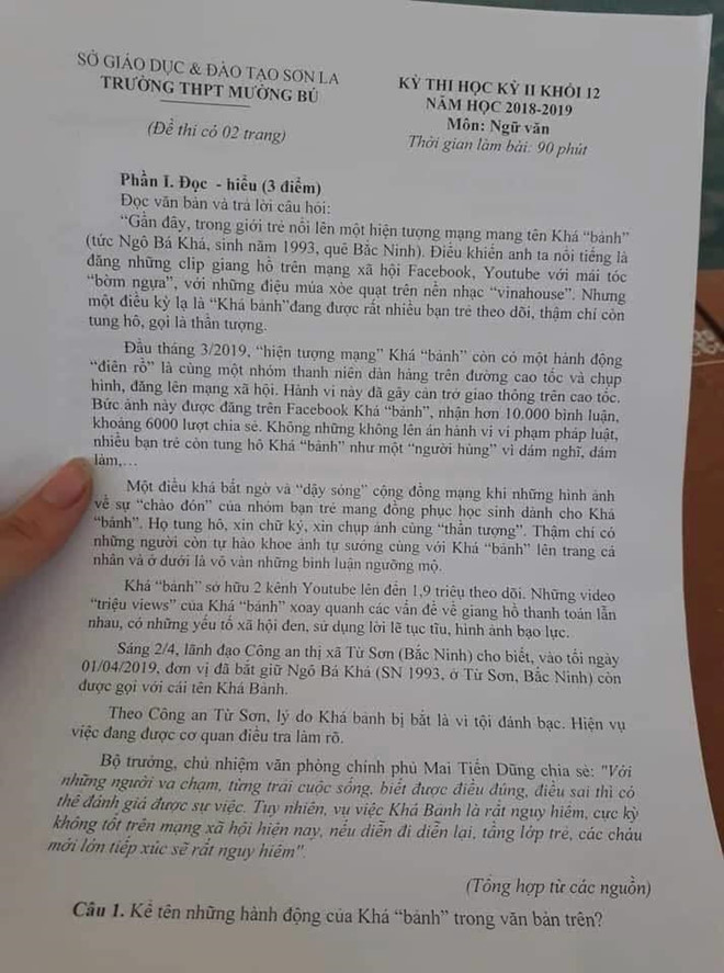 Kha ‘Banh’ lai vao de thi Ngu van, nhieu giao vien lac dau ngao ngan hinh anh 1